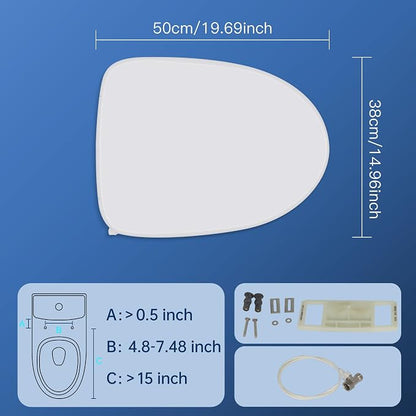 Electric Heated Bidet Toilet Seat with Adjustable Warm Water, Rear & Front Wash, Warm Air Dryer, Self-Cleaning Nozzle, Soft Close, Nightlight, Remote Control,Elongated
