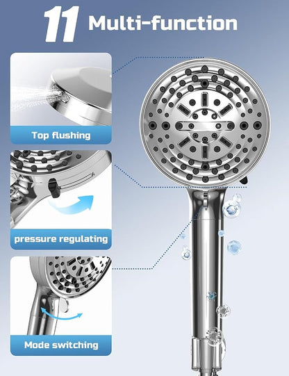 Shower Head, Filter Showerhead with Handheld, High Pressure Shower Head with 11 Functions, Silver SSK790CP