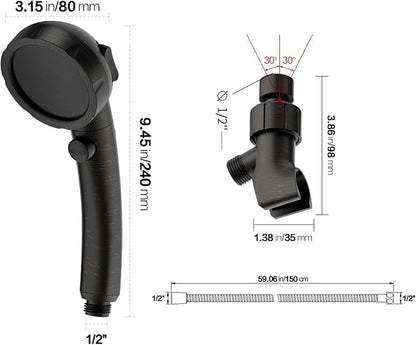 KAIYING High Pressure Oil-Rubbed Bronze Handheld Shower Head with ON/OFF Switch, 3 Spray Modes, Adjustable Angle Bracket, and Hose | 3 Spray Modes Shower Wand with Shut Off Button, Camper & RV Showerhead with Hose & Angle Adjustable Holder, Oil-Rubbed ...