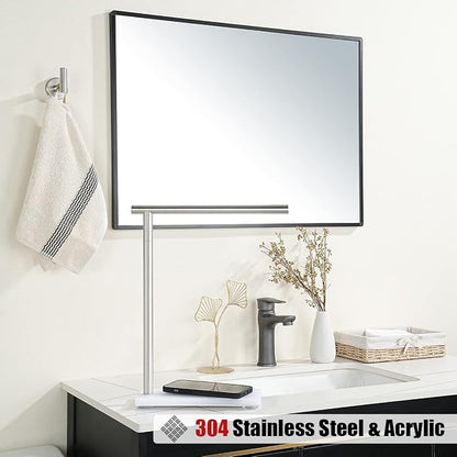 JQK Hand Towel Holder Stand Brushed, Modern Tree Rack Free Standing for Countertop with 12 Inch Bar, 304 Stainless Steel Thicken 0.8mm, HTT170-WN
