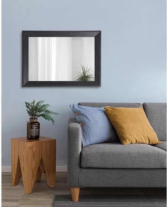 AAZZKANG Black Mirrors for Wall Rectangle Wood Framed Large | Decorative Wall Mirror 20"x16" for Bedroom Bathroom Living Room Dressing Room Entryway
