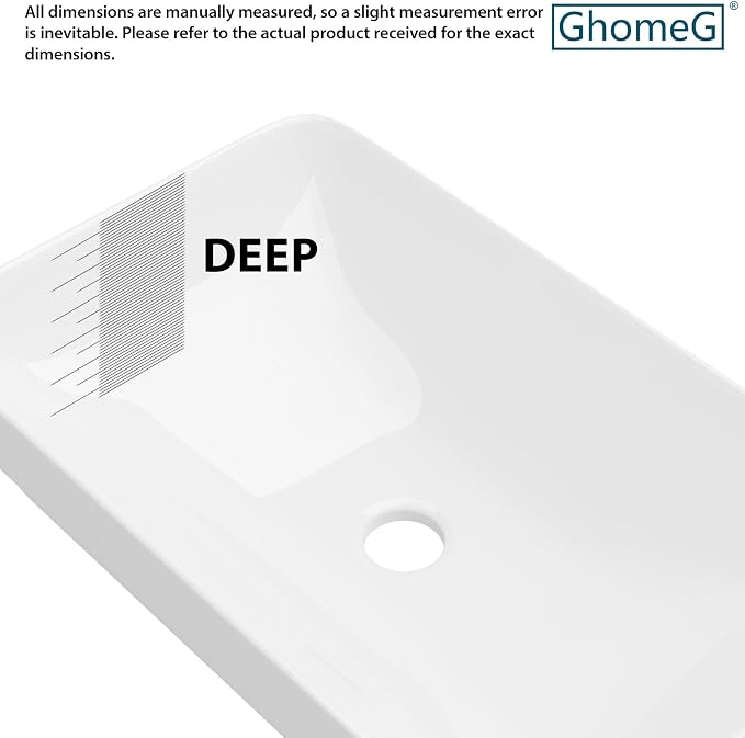 Vessel Bathroom Sink 19 x 12 Inch Semi Recessed Sink Rectangular White Ceramic Vessel Sink Modern Vanity Sink Bath Wash Hand Basin