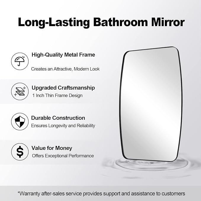 Oval Mirrors for Bathroom, 30x48’’ Black Oval Mirror for Bathroom, Oblong Mirrors with Black Metal Frame Pill Shaped Mirror Wall Mounted Horizontal or Vertical