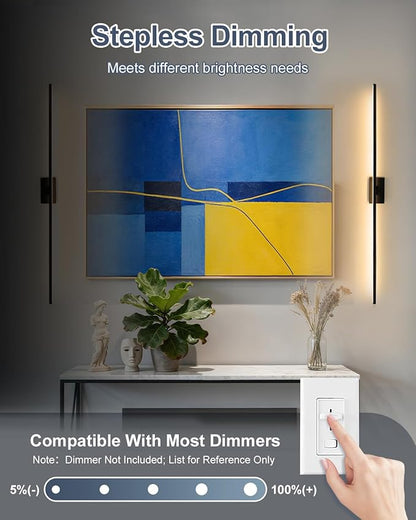 Aosclex 48 Inch Bathroom Lights Over Mirror, 180° Rotatable Angle, 32W 2880LM 5CCT Adjustable (2700K–6000K), Dimmable LED Light Fixture, IP44 Waterproof Black Modern Vanity Light, ETL Certificated