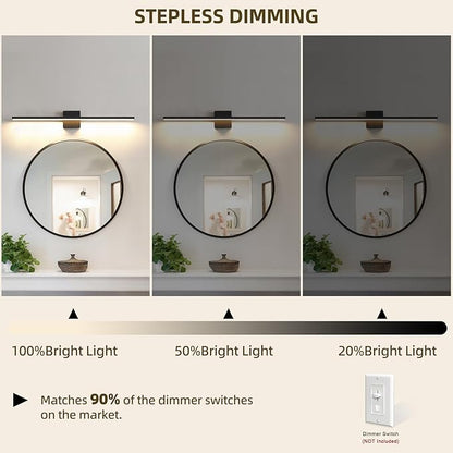 Bathroom Light Fixtures Over Mirror, 36 Inch Black Bathroom Vanity Light, LED Modern Wall Sconce 3000K Bar Vanity Lights for Restroom