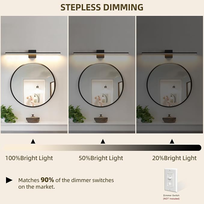 Bathroom Light Fixtures Over Mirror, 32 Inch Black Bathroom Vanity Light, LED Modern Wall Sconce 3000K Bar Vanity Lights for Restroom