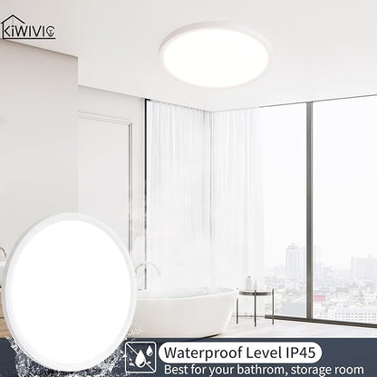 20 Inch Flush Mount Ceiling Light, 40W Dimmable LED Fixture 4000LM, 3000K/4500K/6000K Adjustable, Round Ceiling Lamp for Bedroom, Kitchen, Living Room, Dining Room, Bathroom, White