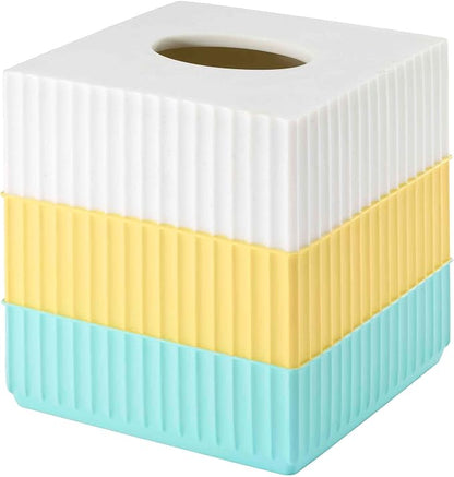 IZOD - Tissue Box Cover, Resin Countertop Bathroom Accessories, Dorm Room Essentials, Striped Bathroom Decor (Clubhouse Collection, Aqua)