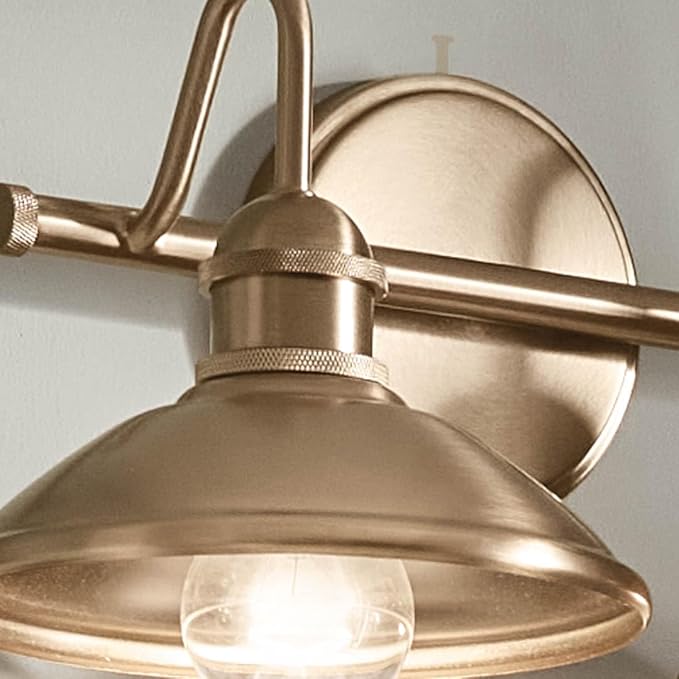 Kichler Clyde 2-Light Bathroom Vanity in Champagne Bronze, Elegant Fixture for Bathrooms (17" W x 7.5" H x 8.25" D), 45944CPZ