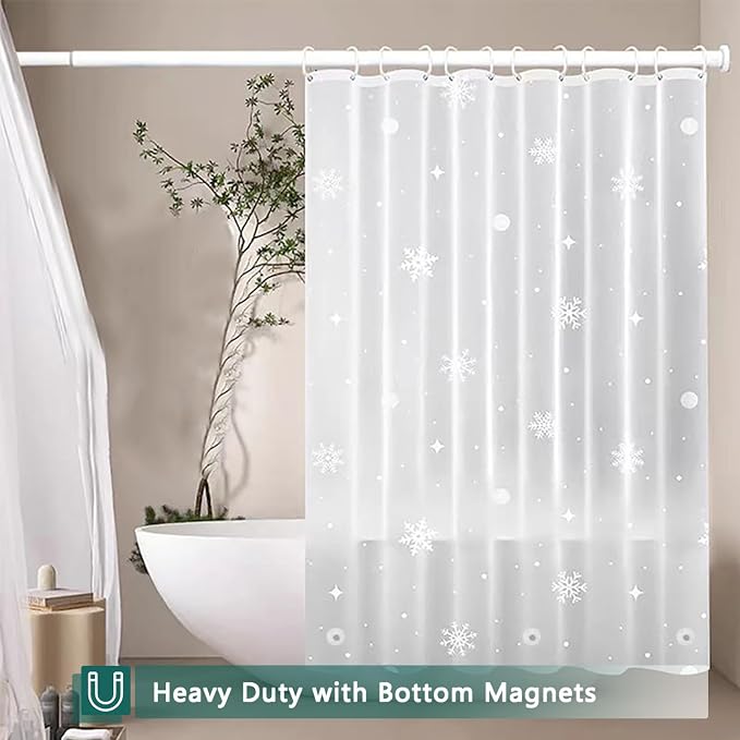 Shower Curtain Liner, 100% Waterproof Peva Shower Curtains with 3 Duty Heavy Bottom Magnets and 12 Rust Proof Grommets, 72x72 Weighted Shower Liner for Shower Stall, Bathtubs