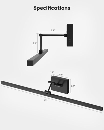 VONLUCE 36" LED Bathroom Vanity Light, 3CCT Modern LED Vanity Lights with 360° Rotatable Head & Swing Arm, 15.4W Bathroom Light Fixture Over Mirror, LED Lights for Bathroom Bedroom, Matte Black | 3CCT, Flicker-free, 360° Rotatable Head & Swing Arm, IP4...