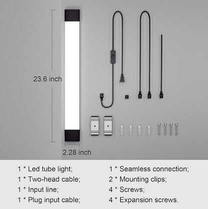 Plug in Light Fixture 2FT Linkable 5000K Under Cabinet Lighting, LED Tube Light Fixture with Plug, Triproof Ceiling Wall Light for Closet Workbench Kitchen Basement Garage | LED Tube Light Fixture with Plug, Triproof Ceiling Wall Light for Closet Workb...