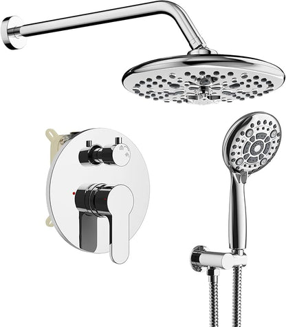 SR SUN RISE Shower Faucet - 10 Inch Multifunctional High Pressure Shower Head System with Handheld Shower Head Fixtures - Valve Included - Polished Chrome