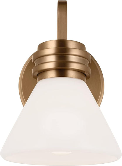 Kichler Farum 9.5 Inch 1 Light Wall Sconce with Opal Glass in Champagne Bronze, for Fireplace, Kitchen, Bedroom, Hallway, or Vanity, (7.25" W x 9.5" H), 55153CPZ