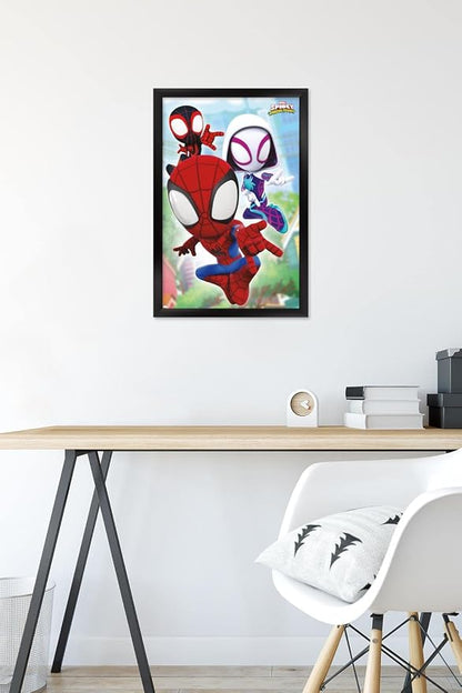 Trends International Marvel Spidey and His Amazing Friends - Webs Wall Poster, 14.72" x 22.37", Black Framed Version