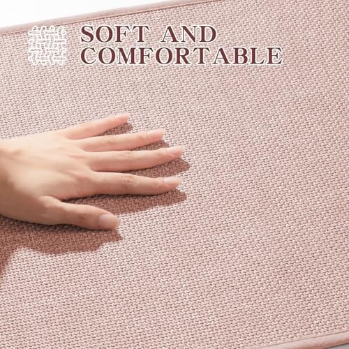 chakme Bathroom Rugs Mat 24x17, Ultra Thin Non Slip Bath Mat Small Quick Dry Absorbent Bath Mat for Bathroom Floor, (Pink, 24"x17")