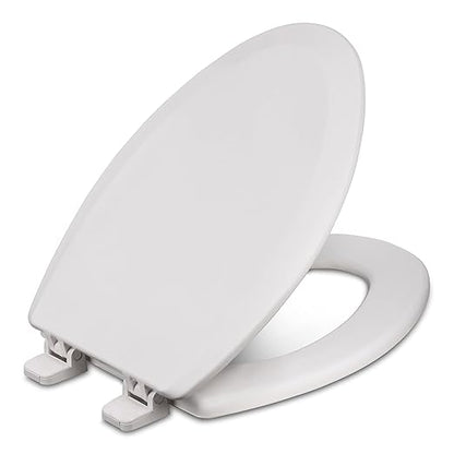 Centoco Elongated Toilet Seat, Heavy-Duty Wood Core with Plastic Scratch-Resistant Finish, 6-Pack, Residential, Made in the USA, 900-001, White