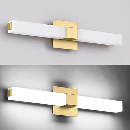 Gold Bathroom Light Fixtures - 24 inch LED Vanity Lights 18W - Modern Bathroom Lights Over Mirror Cool White Light