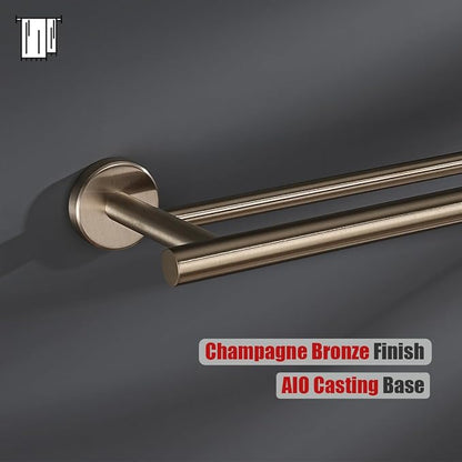JQK Double Bath Towel Bar, 33 Inch 304 Stainless Steel Thicken 0.8mm Towel Rack for Bathroom, Towel Holder Champagne Bronze Wall Mount, Useable Length 30 Inch, TB100L30-CB