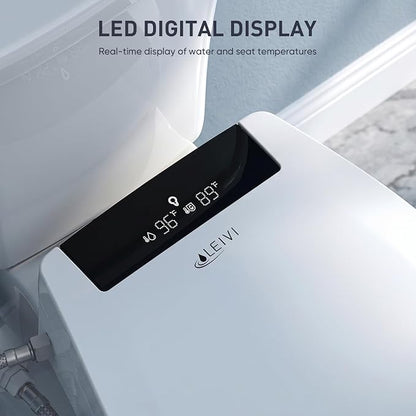 LEIVI Electric Bidet Toilet Seat with Auto Open & Close Lid, Digital LED Display, Heated Seat, Night Light, Bidet with Warm Water and Dryer, Elongated