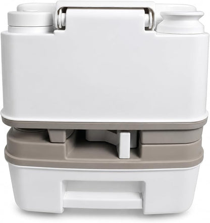 SEAFLO Premium Camping Portable Toilet - 5.8 Gallon Waste 3.43 Gall Fresh Tank (100 Flushes), 440 lbs Max Weight, Level Indicator, Sealed Waste Tank for RV, Boat, Elderly, Off-Grid, 4-Year Warranty