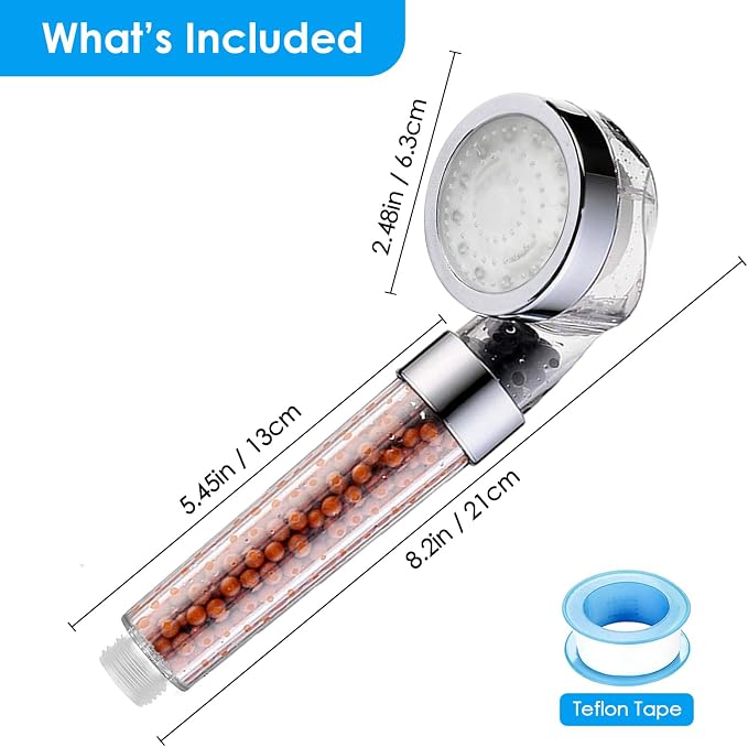 Vacto Temperature Controlled 3-color Changing Shower Head Kit, Water Saving Showerheads with Filtration Beads, LED High Pressure Handheld Shower Head Set (No Hose and Bracket)