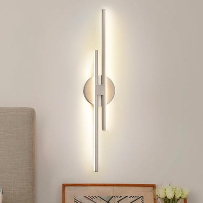 EDISLIVE Dimmable Modern LED Vanity Light Fixtures Bathroom Vanity Wall Lighting, 23.6 in Mirror Vanity Lighting Fixtures for Bathroom Bedroom Makeup Living Room,3000K Warm Light(Nickel)