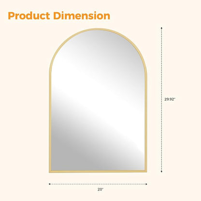NEWBULIG 22"x30" Arched Wall Mirror, Bathroom Mirrors for Over Sink, Gold | Matte Metal Framed Vanity Mirror with Tempered Glass, Entryway, Living Room, Bedroom