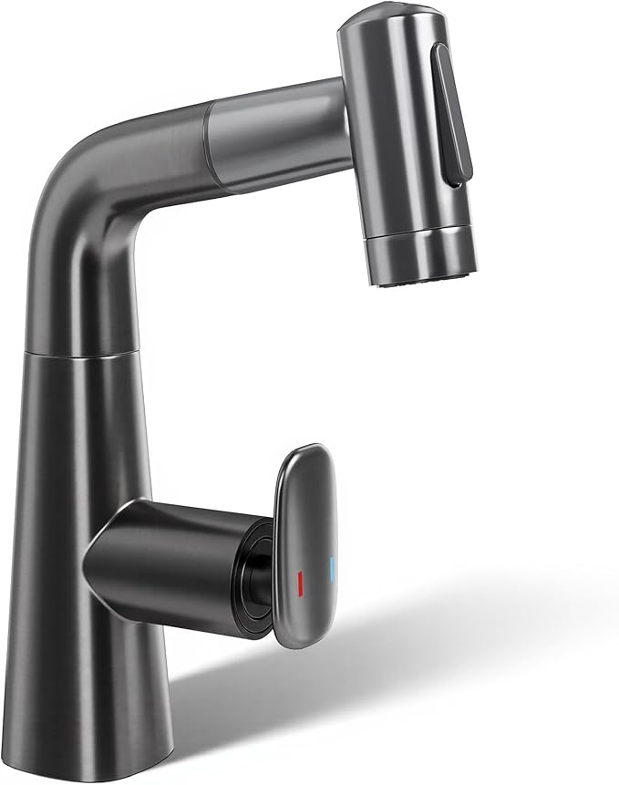 Bathroom Sink Faucet with Pull Down Sprayer,3 Mode Single Handle Vanity Faucet,Kitchen Faucet with 360° Swivel &Pull Down Sprayer