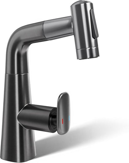 Bathroom Sink Faucet with Pull Down Sprayer,3 Mode Single Handle Vanity Faucet,Kitchen Faucet with 360° Swivel &Pull Down Sprayer