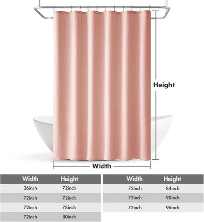MIULEE Linen Fabric Shower Curtain Blush Pink W72*L78 12 Metal Hooks | Modern, Heavy Duty, Shower Curtain Set, Waterproof Thick Cloth Shower Curtains, Bathroom Hotel Bathtub, Washable