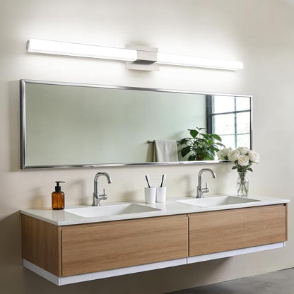 48 Inch Brushed Nickel Bathroom Vanity Light Fixtures Extra Long 28W Modern Vanity Light Bar IP44 for Large Mirror