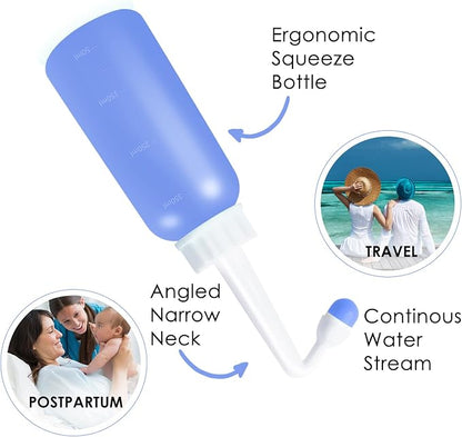 Peri Bottle Postpartum, RUFCRIL 350ml Perineal Wash Bottle, Upside Down Portable Bidet with Carry Bag, Boilable TPE & Dual Leak-Proof Rings, for Perineal Recovery, Hemorrhoid Relief, Hospital Bag