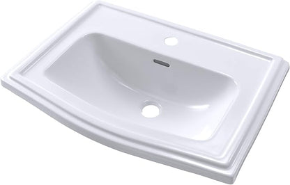 TOTO® Clayton® Rectangular Self-Rimming Drop-In Bathroom Sink for Single Hole Faucets, Cotton White - LT781#01