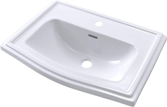 TOTO® Clayton® Rectangular Self-Rimming Drop-In Bathroom Sink for Single Hole Faucets, Cotton White - LT781#01