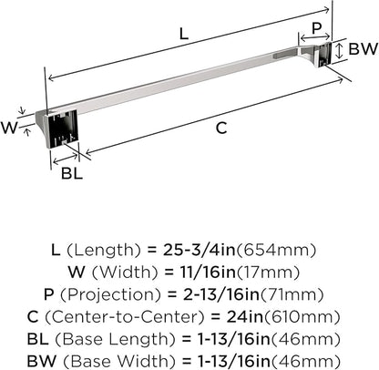 Amerock Mulholland Polished Nickel 24 inch (610mm) Towel Bar, BH36024PN