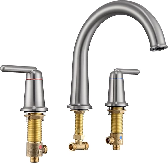 Roman Tub Faucet 3 Hole Deck Mount Tub Filler High Flow Nickel | With Ceramic Valve, Solid Brass, High Arch Bathtub Faucet, 2-Handle Design, Widespread Mount, Garden Bath Tub Faucet
