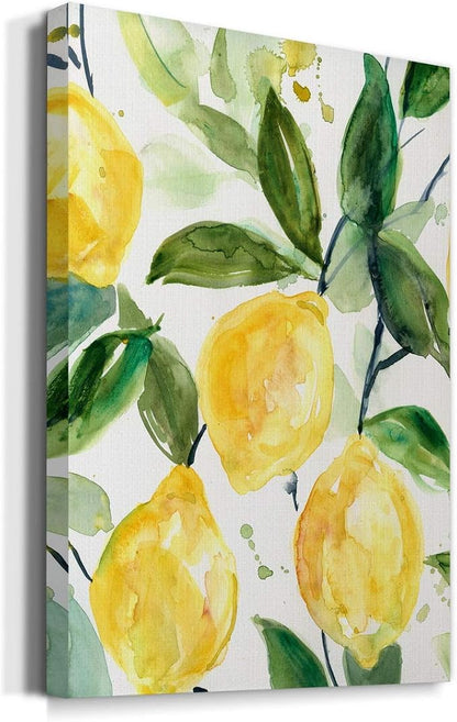 Renditions Gallery Canvas Nature Wall Art Paintings for Wall Decorations Yellow Lemons Branch Modern Abstract Wall Hanging Artwork Prints for Bedroom Living Room Office Kitchen - 8"x12" LT02