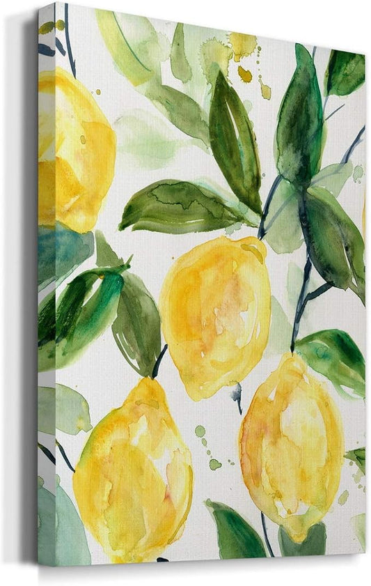 Renditions Gallery Canvas Nature Wall Art Paintings for Wall Decorations Yellow Lemons Branch Modern Abstract Wall Hanging Artwork Prints for Bedroom Living Room Office Kitchen - 24"x36" LT02