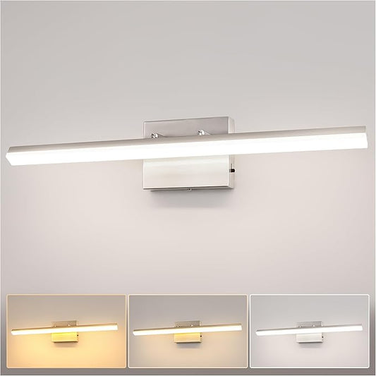 L LOHAS LED 23.6-Inch Bathroom Vanity Light Bar Over Mirror, Brushed Nickel Modern Bathroom Light Fixtures, 3CCT Adjustable LED Vanity Lights for Living Room Wall