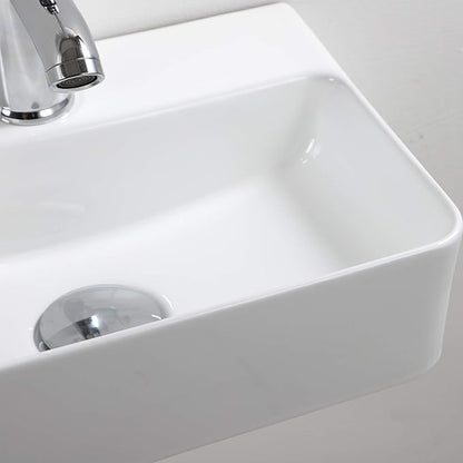 Wall Hung Basin Sink Small Cloakroom Basin Rectangle Ceramic Wash Basin Right Hand (New Sink Set(with Faucet&Drain))