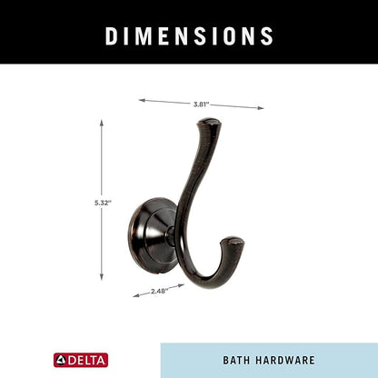 Delta Linden (1-Pack) Towel Hooks Venetian Bronze Double Bathroom J Hooks Wall Mounted for Robes & Towels Hand Towel Hook Holder Kitchen, Bathroom Accessories 79435-RB