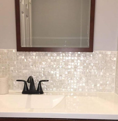 Art3d Mother of Pearl Square Shell Mosaic Tile for Kitchen Backsplashes, Bathroom Walls, Spas, Pools 12" X 12" Pack of 6(Shimmer Gray)