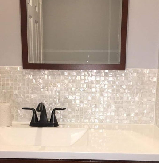 Art3d Mother of Pearl Square Shell Mosaic Tile for Kitchen Backsplashes, Bathroom Walls, Spas, Pools 12" X 12" Pack of 6(Shimmer Gray)