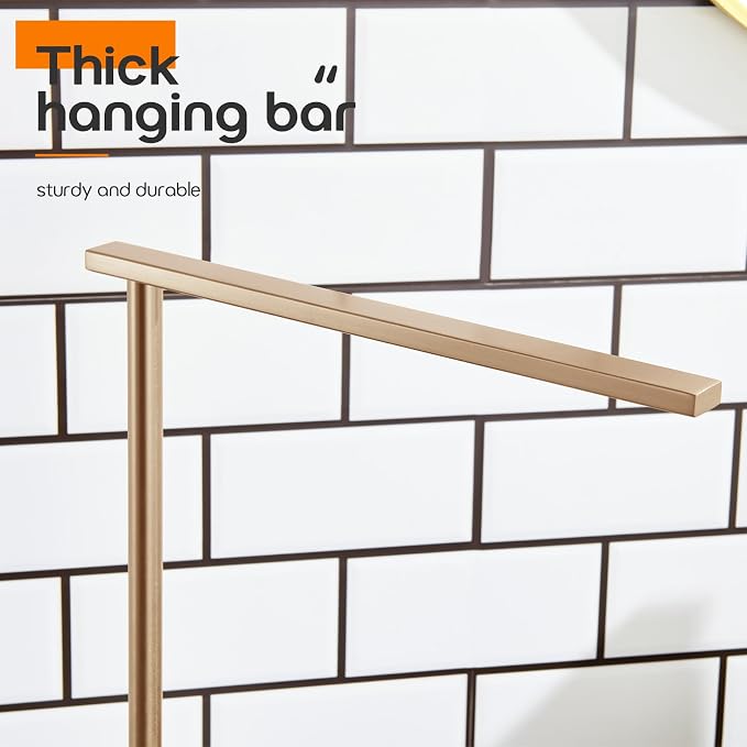 Hand Towel Bar for Bathroom Vanity Countertop 1-Tier Towel Holder Free Stand with Heavy Marble Base Thicken Steady, Champagne Bronze Stainless Steel AN7002CPG