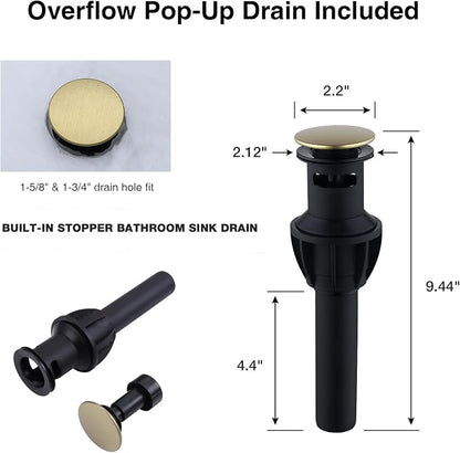 TRUSTMI 8" Widespread Brushed Gold Faucet w/Pop-Up Drain & Supply Lines | Solid Brass, fits 3-Hole Vanity Sink, cUPC Lines, Overflow Drain