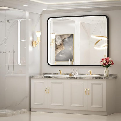 40x30 Inch LED Black Frame Bathroom Mirror,3- Color | ETL Listed,Anti-Fog,3000K/4500K/6000K Dimmable,Horizontal & Vertical,Wall Mounted,Memory Function