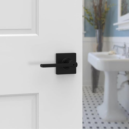 Kwikset Casey Interior Privacy Door Handle with Lock 10 Pack, Door Lever for Bathroom and Bedroom, Matte Black Reversible Keyless Turn Lock, with Microban Protection