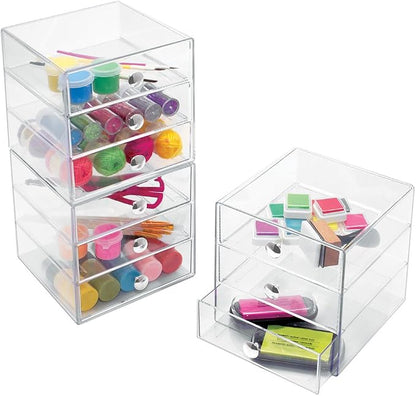 iDesign Stackable 3-Drawer Makeup Organizer, Clear | Bathroom Storage, Vanity Storage