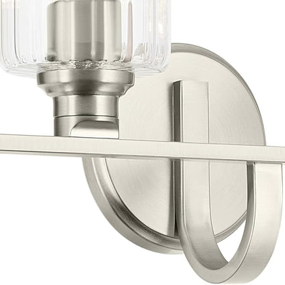 Kichler Gioe 32.25" 4-Light Vanity Light with Clear Fluted Glass in Brushed Nickel, Damp Rated, for Bathroom, Powder Room, Over a Mirror, (32.25" W x 10.5" H), 55227NIFLU